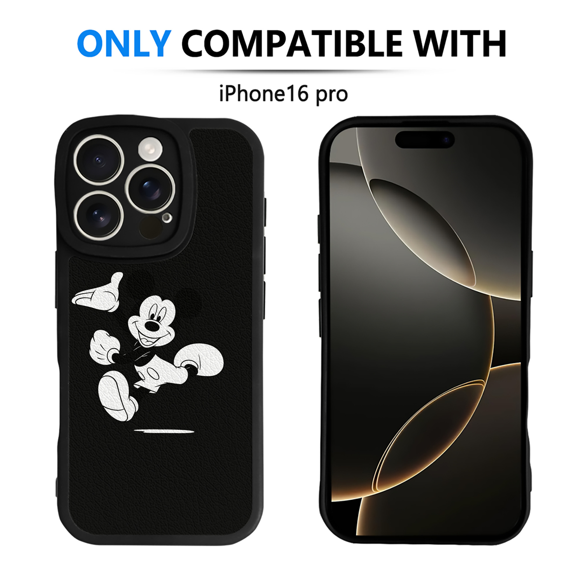 （画像用） ミッキーマウス Mickey Mouse 【iPhone 16シリーズ対応】シリコンスマホケース（レザー調） 材質：シリコン